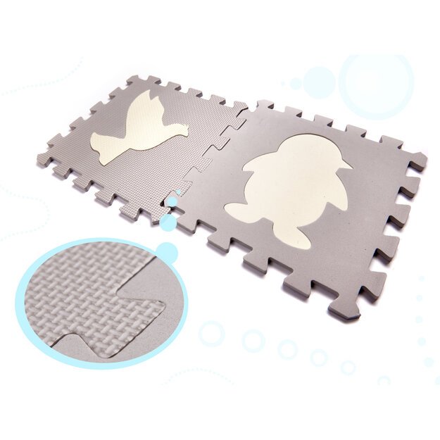 Vaikų, kūdikių žaidimų kilimėlis/ Vaikiškas kilimėlis iš putplasčio 36el. pilka