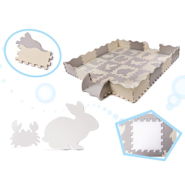 Vaikų, kūdikių žaidimų kilimėlis/ Vaikiškas kilimėlis iš putplasčio 36el. pilka