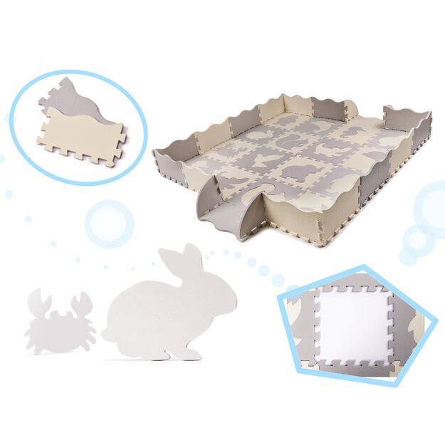 Vaikų, kūdikių žaidimų kilimėlis/ Vaikiškas kilimėlis iš putplasčio 36el. pilka