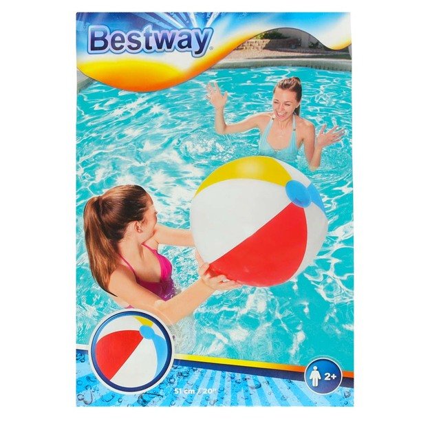 BESTWAY 31021 Paplūdimio spalvotas pripučiamas kamuolys 51 cm