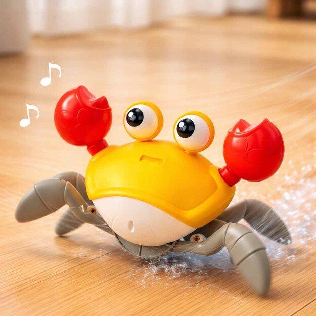 Interaktyvus grojantis, vaikščiojantis krabas geltonas