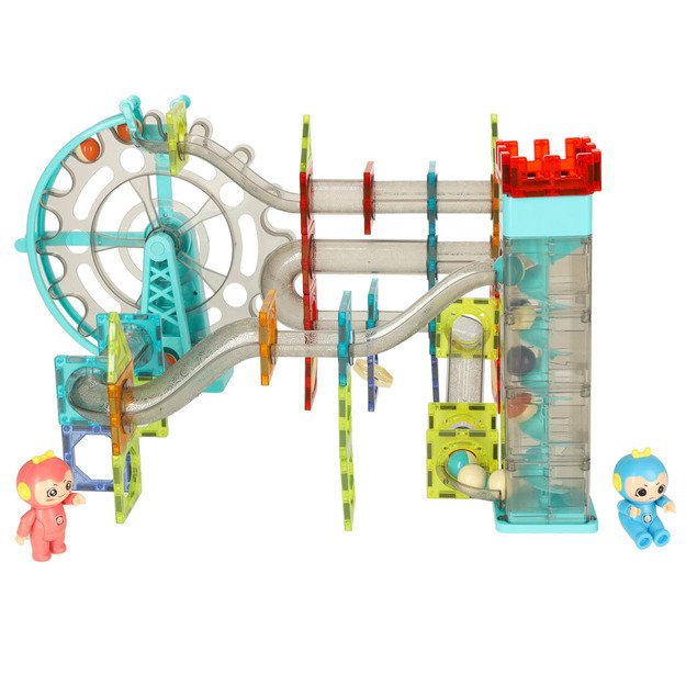 Magnetinių plytų marmuro kamuolio takelis su garso muzika 118 elementų