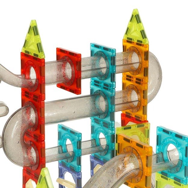 Magnetinių plytų marmuro kamuolio takelis su garso muzika 118 elementų