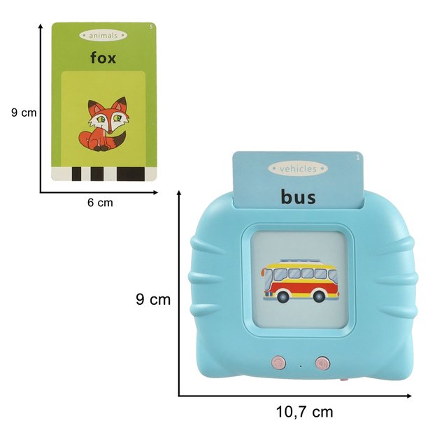 Mokomasis anglų kalbos žodžių kortelių skaitytuvas 112 kortelių mėlynas