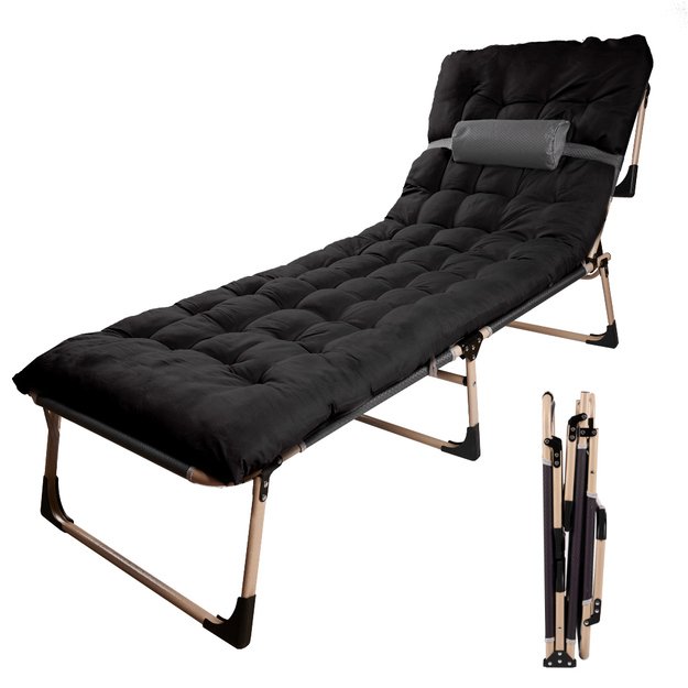 Verslo sulankstoma kelioninė lova 193 cm juoda