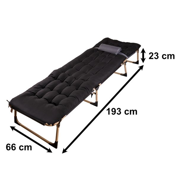 Verslo sulankstoma kelioninė lova 193 cm juoda