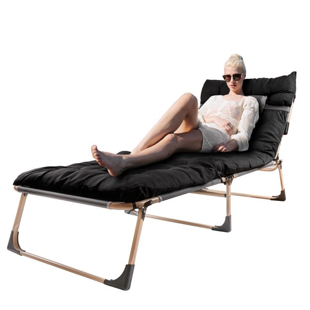 Verslo sulankstoma kelioninė lova 193 cm juoda