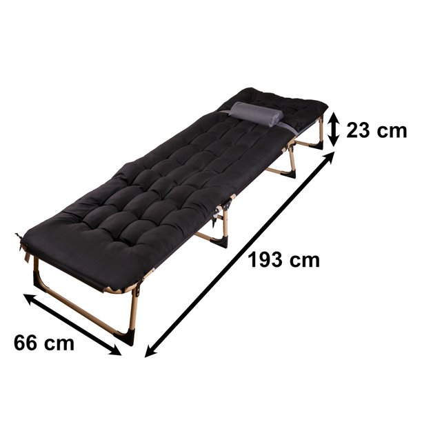 Verslo sulankstoma kelioninė lova 193 cm juoda