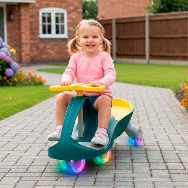 Gravitacijos kalneliai &scaron;viečiantys LED ratai žalia geltona