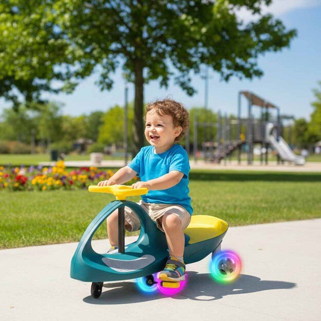 Gravitacijos kalneliai &scaron;viečiantys LED ratai žalia geltona