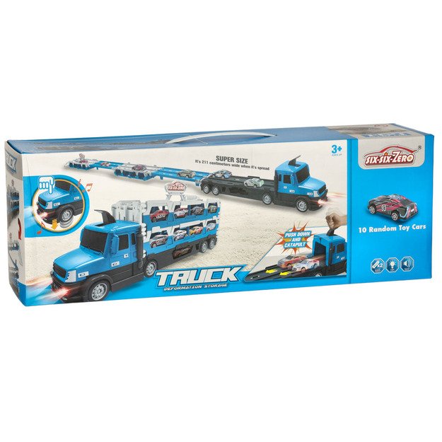 TIR sunkvežimių transporteris XXL sulankstoma transporto priemonė 10 automobilių mėlyna