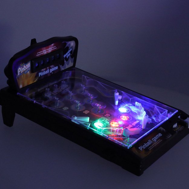 Pinball flipper arkadinis žaidimų stalas su šviesomis ir muzika