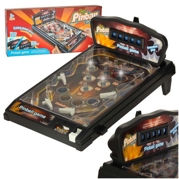 Pinball flipper arkadinis žaidimų stalas su šviesomis ir muzika