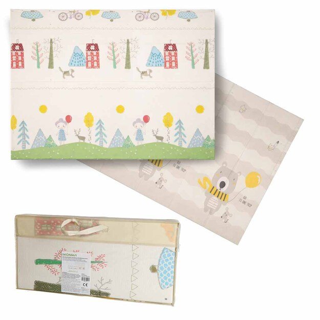 Edukacinis dvipusis sulankstomas putplasčio kilimėlis 150x200 cm me&scaron;kiukas medis