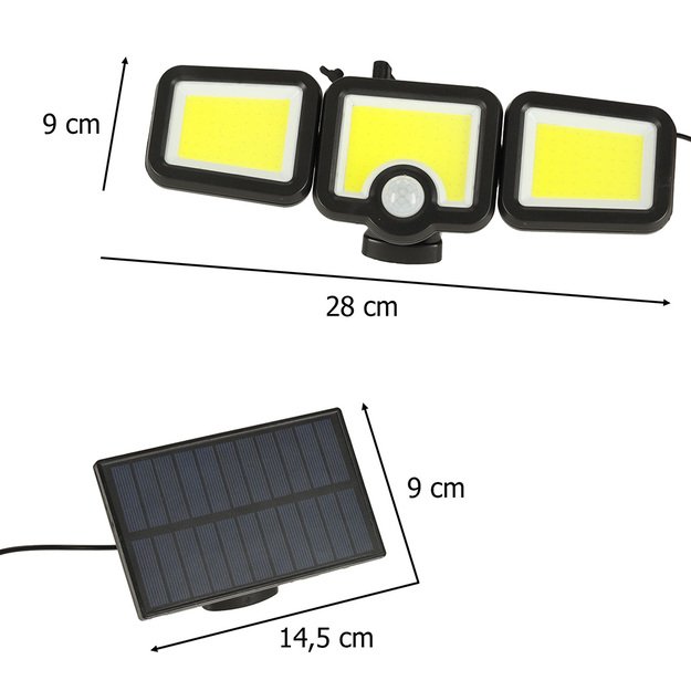 LED saulės lempa 3in1 su sutemų judesio jutikliu 13