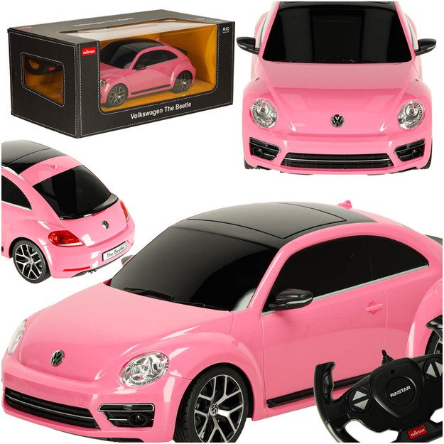Rastar 78000 Volkswagen Beetle 1:14 nuotolinio valdymo automobilis rožinės spalvos