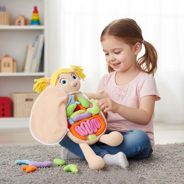 Anatomijos besimokanti mergaitė lėlė talismanas