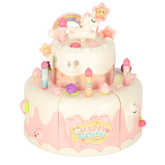 Gimtadienio tortas sukrauti pjaustymo Velcro muzikos &scaron;viesos virtuvė 16 vienetų rožinė
