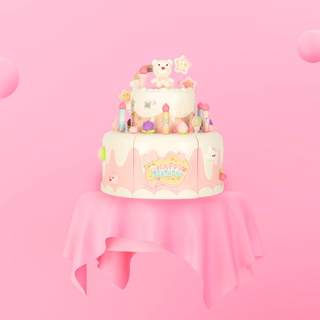 Gimtadienio tortas sukrauti pjaustymo Velcro muzikos &scaron;viesos virtuvė 16 vienetų rožinė