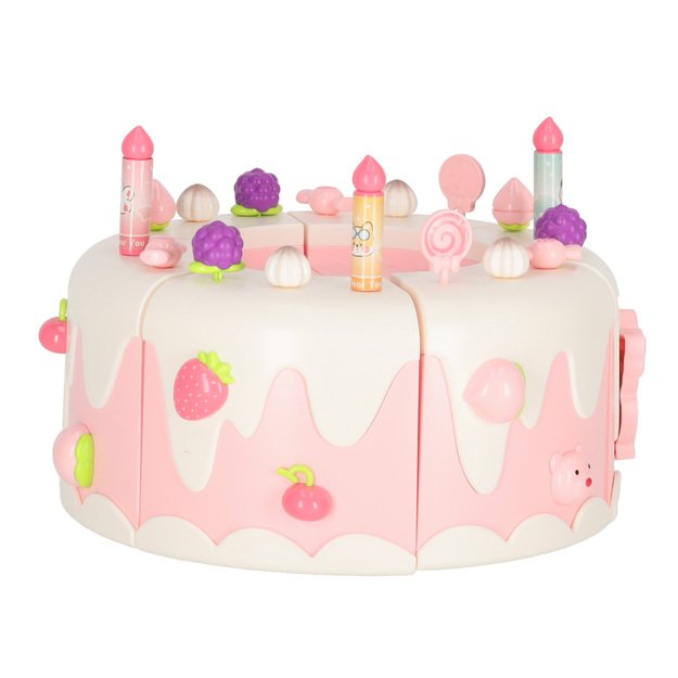 Gimtadienio tortas sukrauti pjaustymo Velcro muzikos &scaron;viesos virtuvė 16 vienetų rožinė