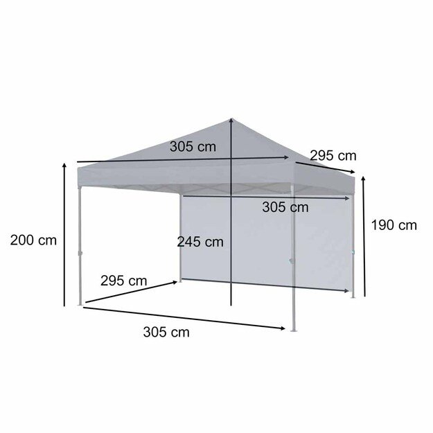 LUARO sodo paviljonas vakarėlių palapinė komercinė pavėsinė 3x3m juoda