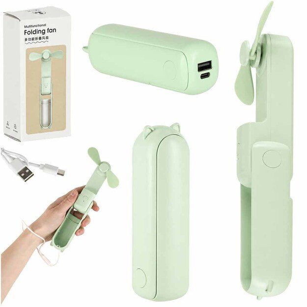 Stalinis ventiliatorius mini rankinis sulankstomas ventiliatorius ne&scaron;iojamas USB žalias