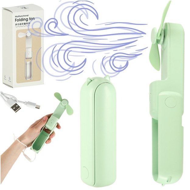 Stalinis ventiliatorius mini rankinis sulankstomas ventiliatorius ne&scaron;iojamas USB žalias