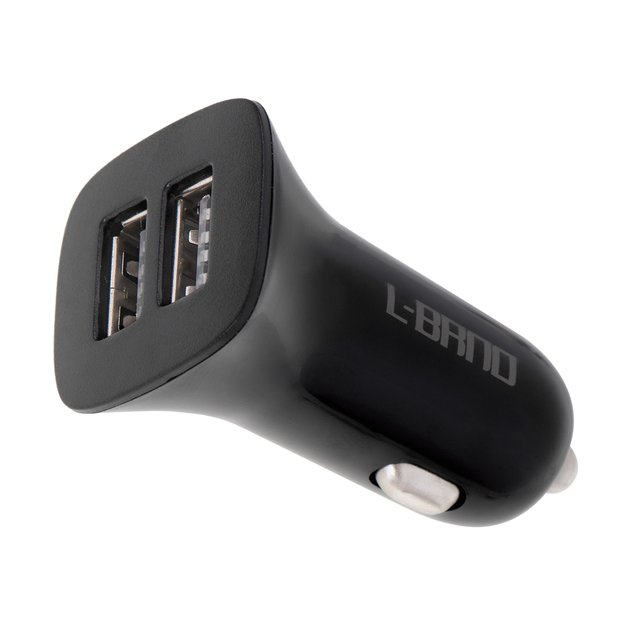 L-BRNO automobilinis įkroviklis Dvigubas USB + C tipo įkroviklis, juodas