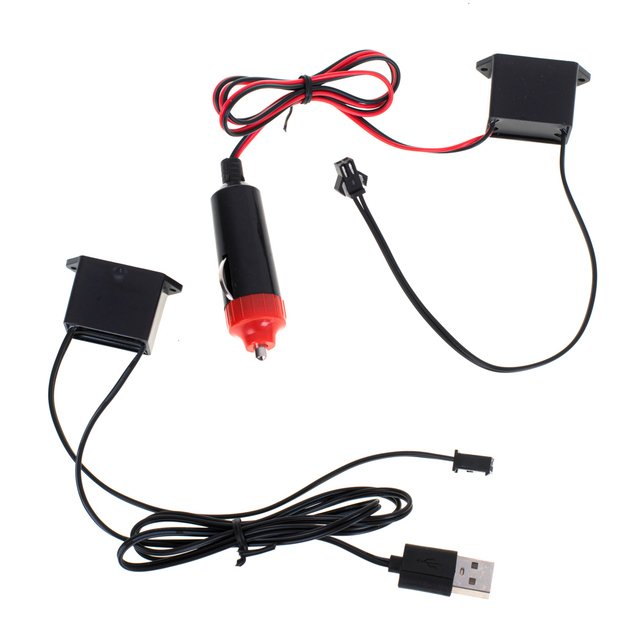 LED aplinkos apšvietimas automobiliui / automobilio USB / 12V juosta 3 m raudona