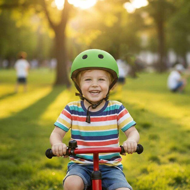 Trike Fix vaiki&scaron;kas dviratininko &scaron;almas reguliuojamas LED M 55-58cm tamsiai žalias