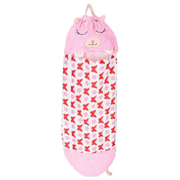 Vaiki&scaron;kas miegmai&scaron;is turistinė pagalvė 2in1 135x50cm rožinė