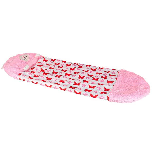 Vaiki&scaron;kas miegmai&scaron;is turistinė pagalvė 2in1 135x50cm rožinė