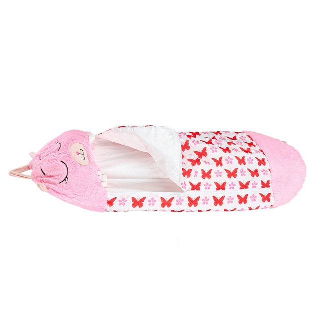 Vaiki&scaron;kas miegmai&scaron;is turistinė pagalvė 2in1 135x50cm rožinė