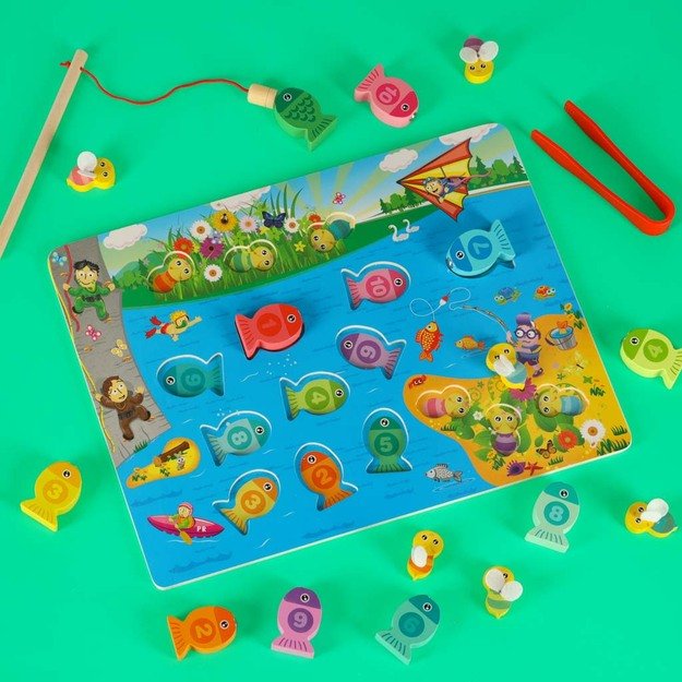 Montessori medinis žvejybos žaidimas su magnetu