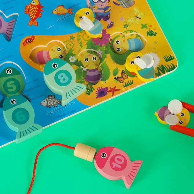 Montessori medinis žvejybos žaidimas su magnetu