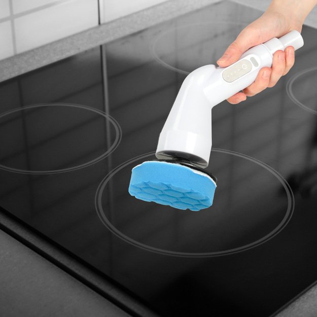 Rotacinis &scaron;luostės elektrinis valymo &scaron;epetys su 9 &scaron;epetėlių galvutėmis