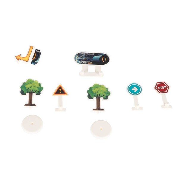 Magnetinės kaladėlės lenktynių trasos automobiliams 129 elementai