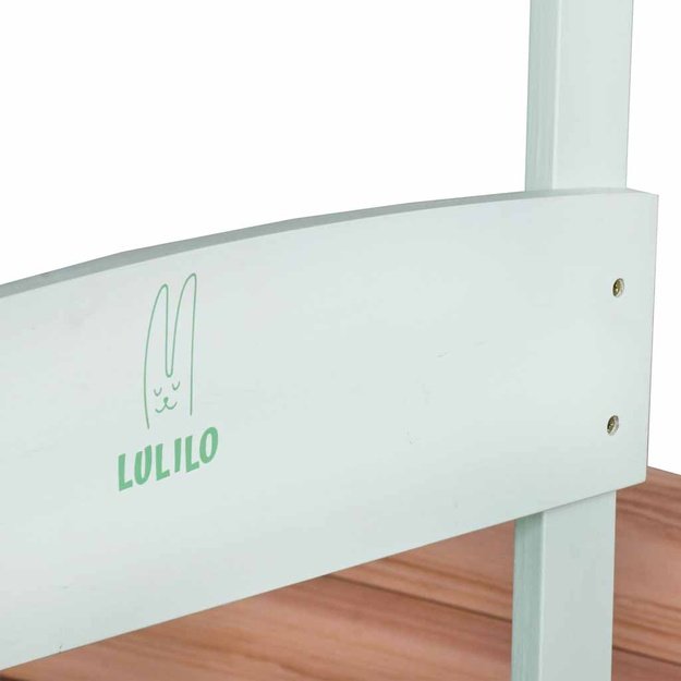 LULILO Vendo medinė smėlio dėžė 360&deg; kampu pasukamas stogelis rakinamas suoliukas 120 cm