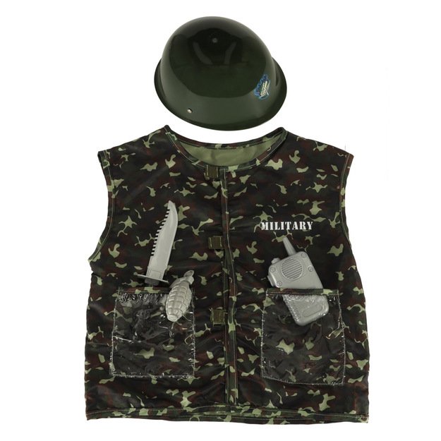 Karnavalinis kostiumas kareivis su šalmu 3-8 metų amžiaus