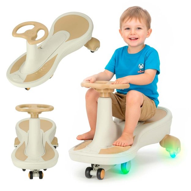 Gravitacijos kalneliai &scaron;viečiantys LED ratai su grojančia muzika 76cm aukso ir baltos spalvos maks. 120kg