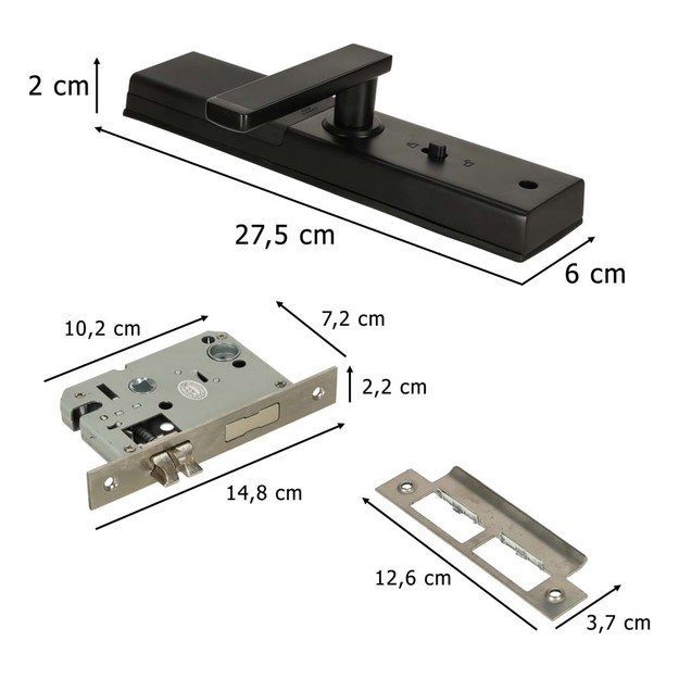 Kodas pir&scaron;tų atspaudų durų rankenos kortelė juoda