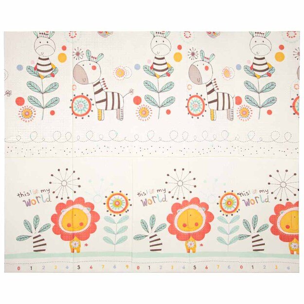 Edukacinis dvipusis sulankstomas putplasčio kilimėlis 180x200cm gyvūnų modelis