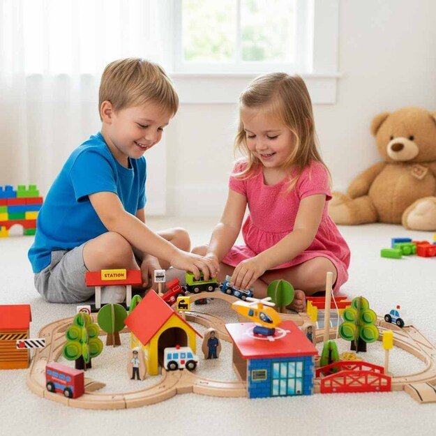 Medinis traukinio lokomotyvas miestas 69 elementai