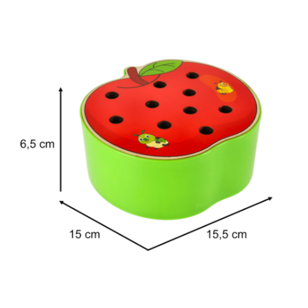 Magnetinis žaidimas - medinis obuolys su vikšrais