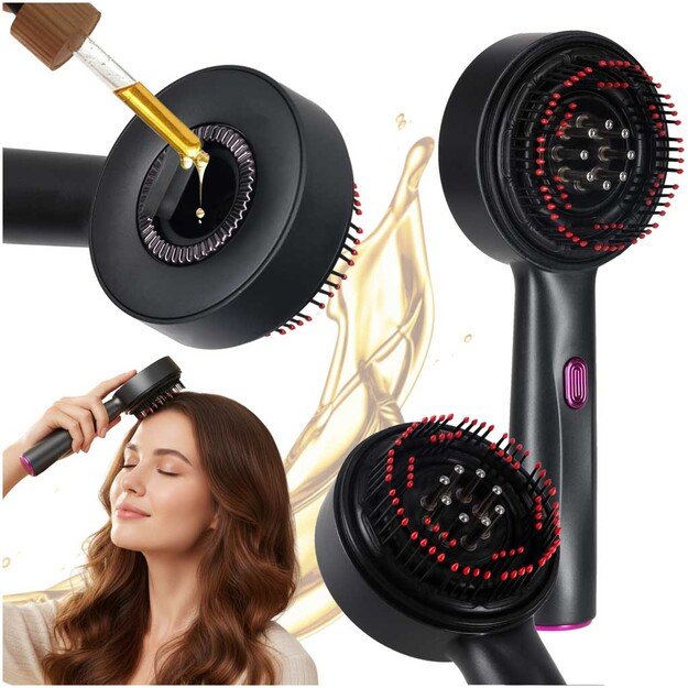 Masažo &scaron;epetys galvos odos masažuoklis aliejaus aplikatorius USB juodas