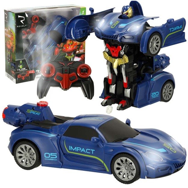Transformer Revolt TRANSFORMING ROBOT RACER nuotolinio valdymo automobilis mėlynas