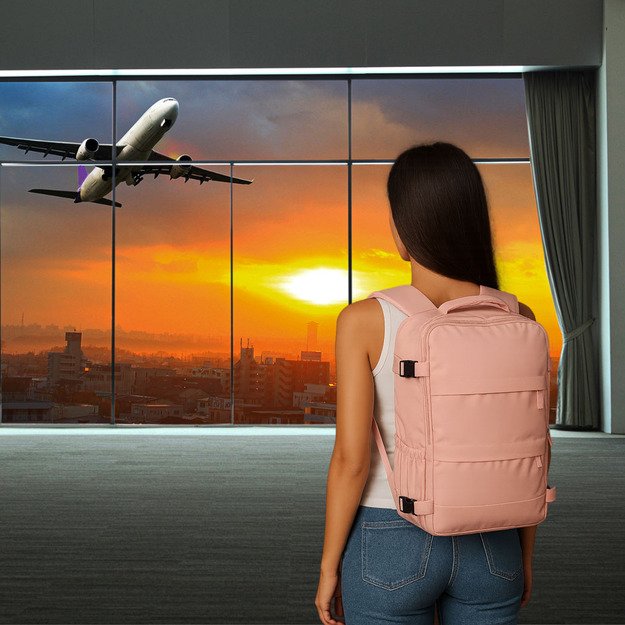 Bagažo kelioninė kuprinė rožinė 45x30 cm