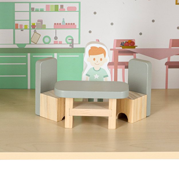LULILO Peonio medinis lėlių namelis 70 cm LED rožinis