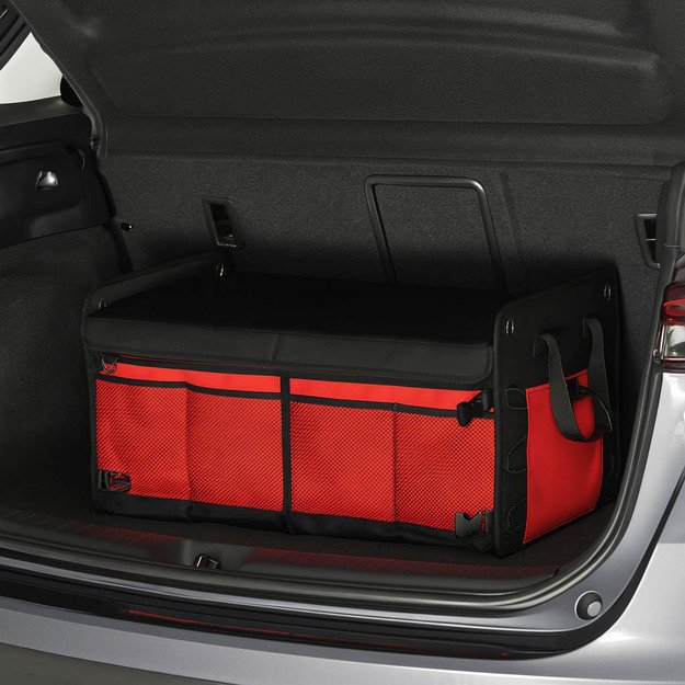 Automobilio bagažinės organizatoriaus krep&scaron;ys juodai raudonas 58x37x32