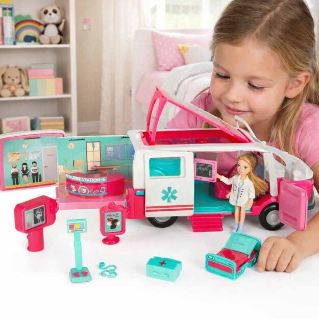 Greitosios pagalbos automobilis, mobiliosios ligoninės lėlės priedai